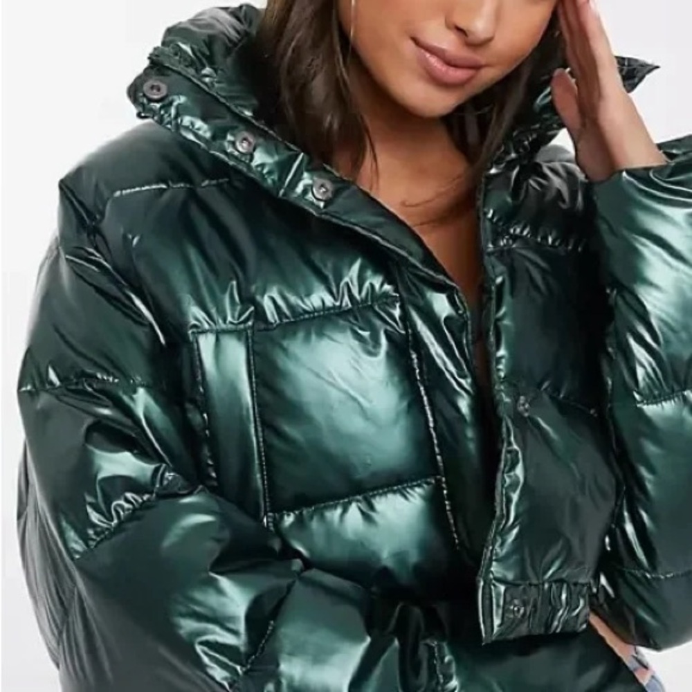 💚ASOS Curve Metallic Green Puffer Jacket Size 18/20💚